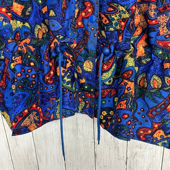 Vintage 80s 90s Retro Silk Full Zip Lightweight Long Sleeve Windbreaker Jacket - Picture 4 of 9